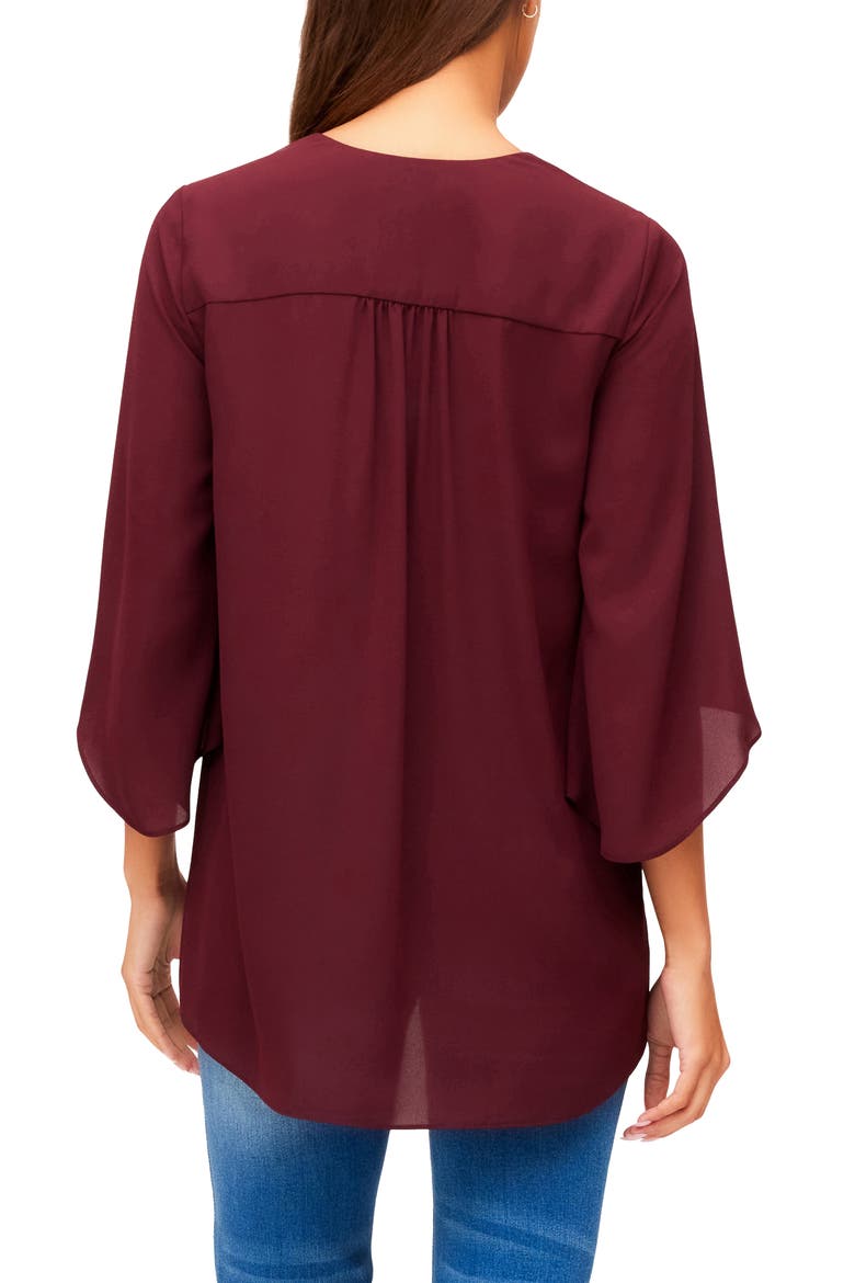 Asymmetrical Crepe Top, Alternate, color, WINE