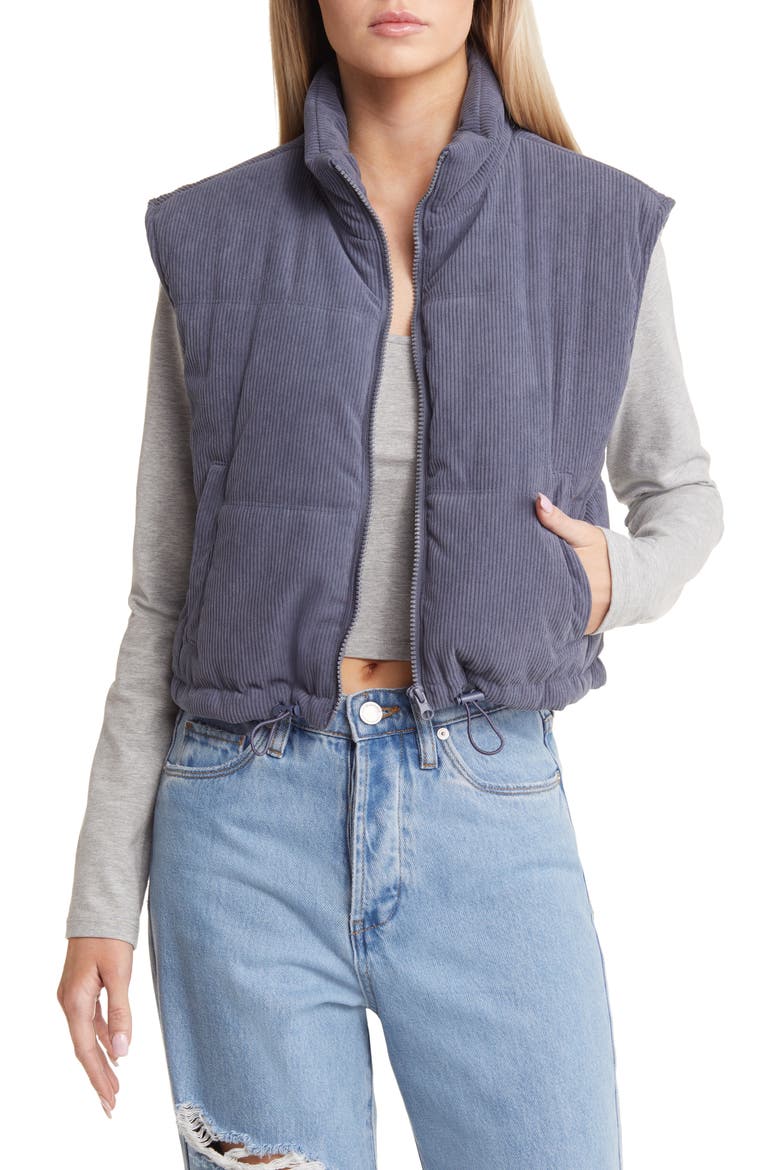 Crop Corduroy Vest, Main, color, DUSTY BLUE