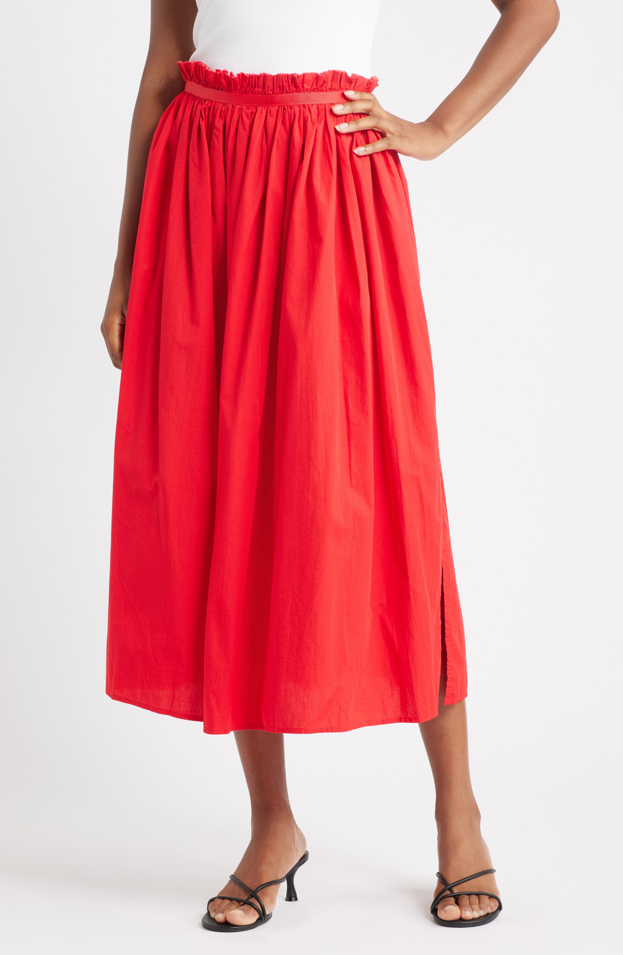 Topshop Crinkle Cotton Maxi Skirt
