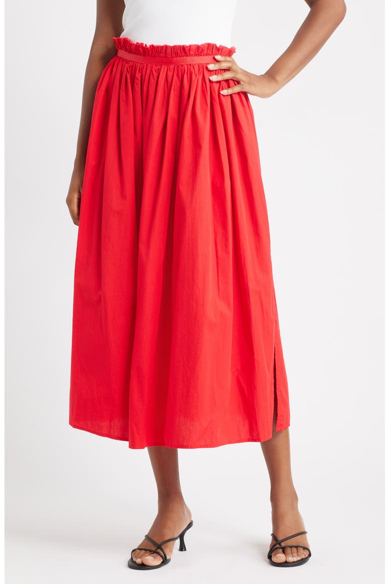 Crinkle Cotton Maxi Skirt, Main, color, RED