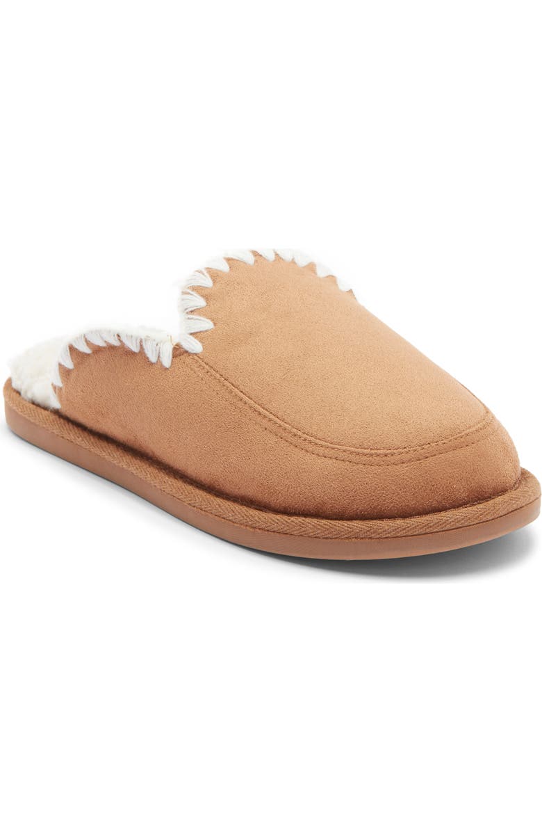 Rebecca Minkoff Blake Faux Shearling Lined Scuff Slipper, Main, color, Tan