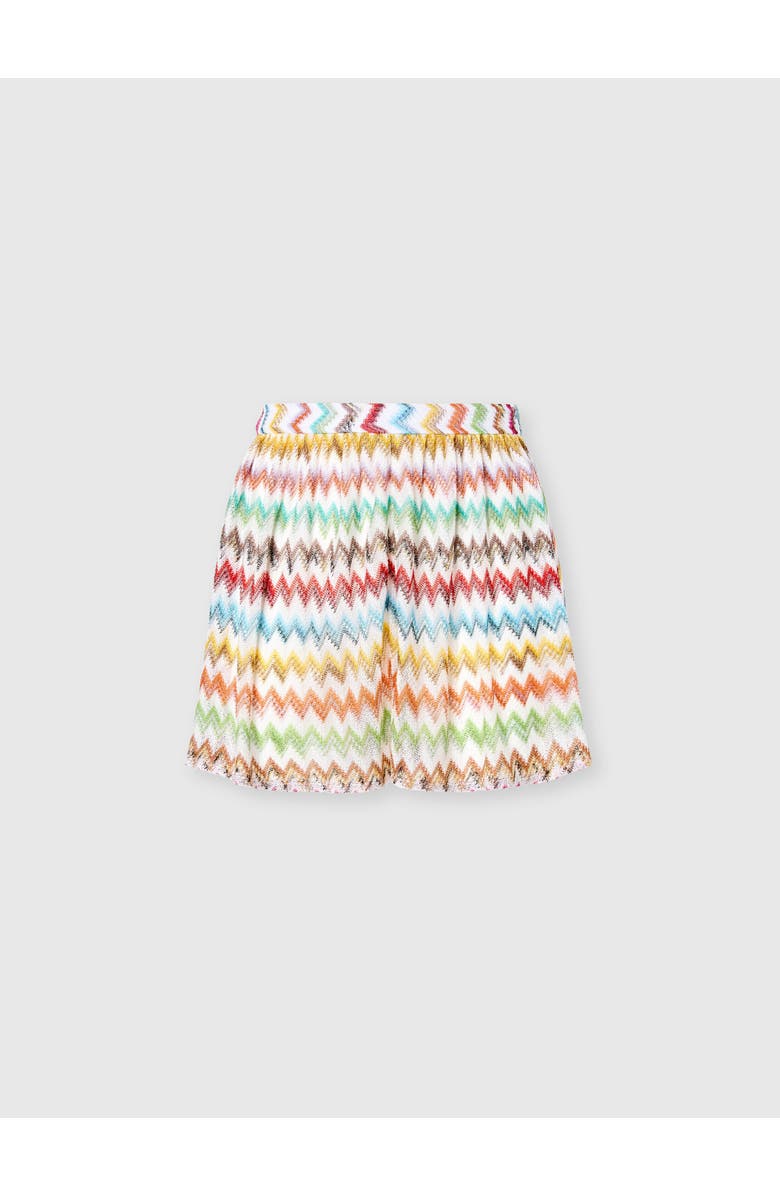 Missoni Viscose Lamé Shorts With Micro Zigzag, Main, color, White & Multicoloured