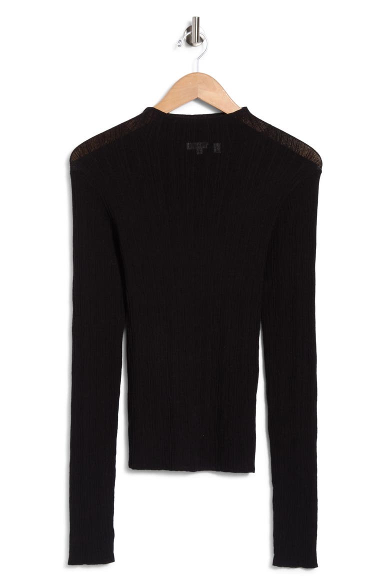 Hugh Mock Neck Rib Sweater, Main, color, BLACK