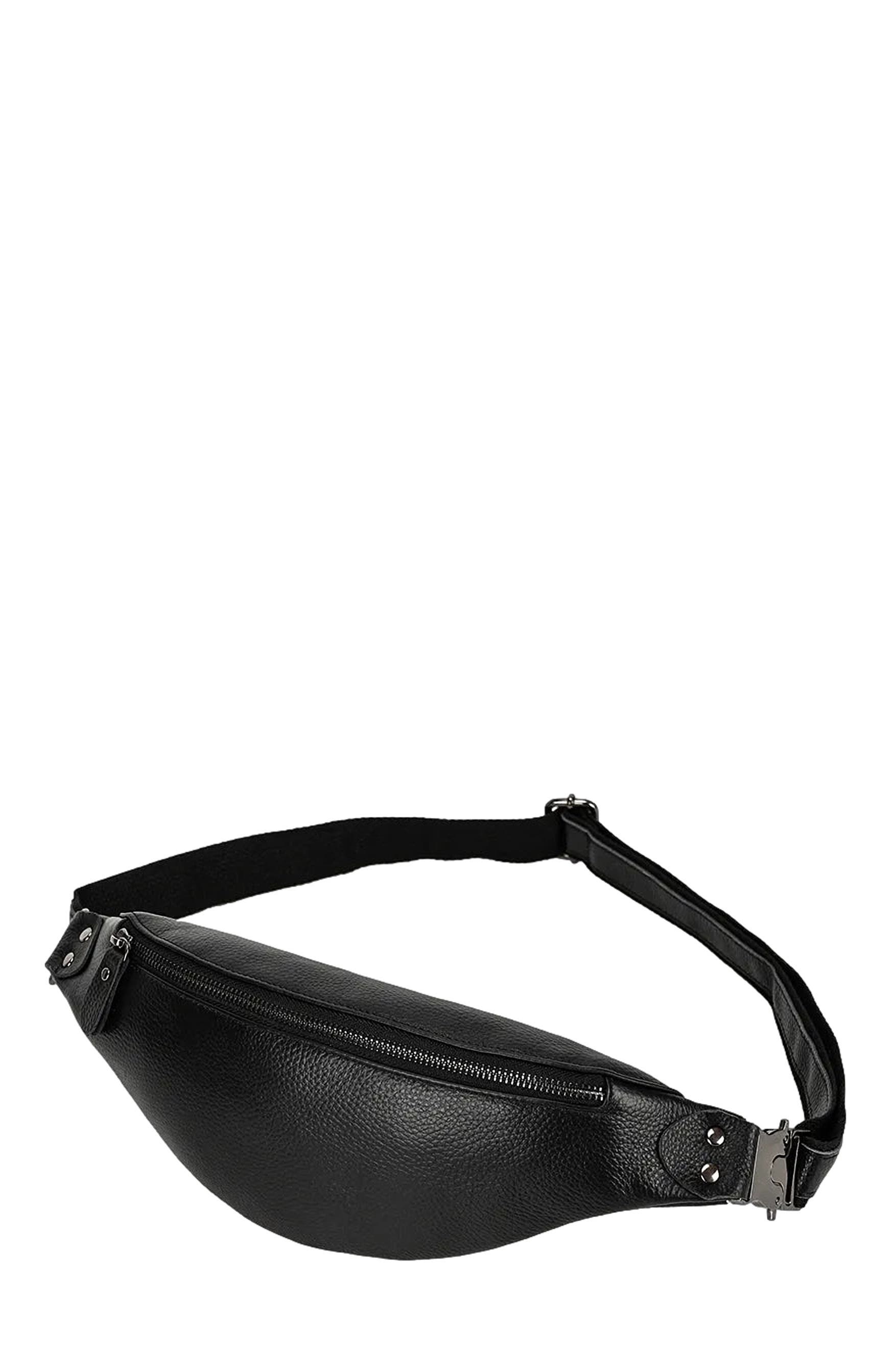 STEEL HORSE LEATHER The Walcott Leather Waist Bag | Black Leather Fanny Pack, Alternate, color, Black