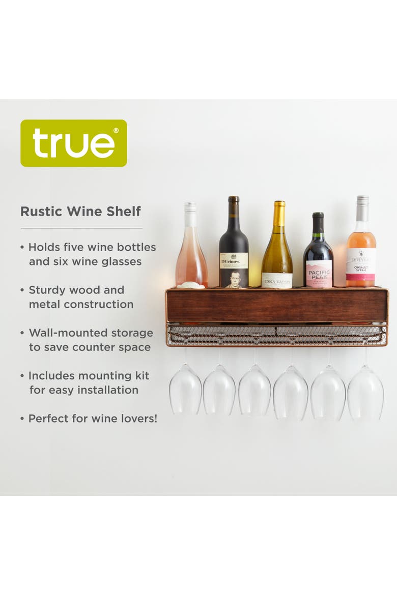 Rustic Wine Shelf, Alternate, color, Brown