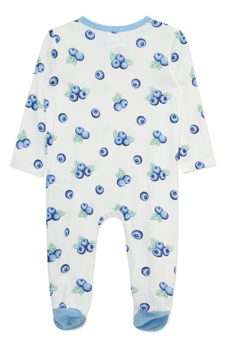 Little Me Blueberries Footie, Alternate, color, White/ Blue