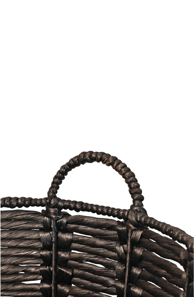 HAPPIMESS Laurel 19.49" Bohemian Handwoven Abaca Hamper Basket with Handles, Alternate, color, Black