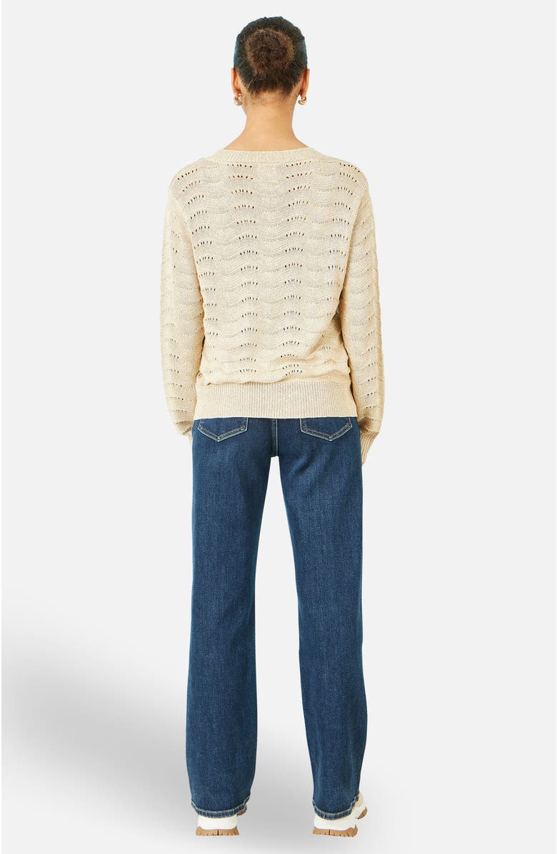 Yumi Wave Metallic Thread Relaxed Jumper, Alternate, color, Beige