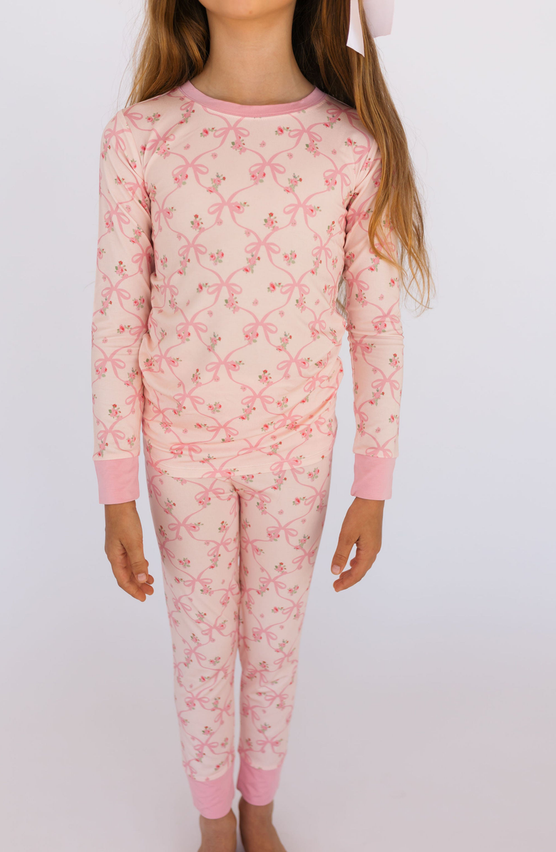 In My Jammers Rosie Bow Two Piece Set, Main, color, Blush Pink / Bow