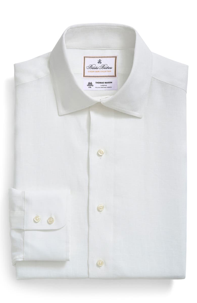Brooks Brothers x Thomas Mason<sup>®</sup> Solid Linen Dress Shirt, Main, color,