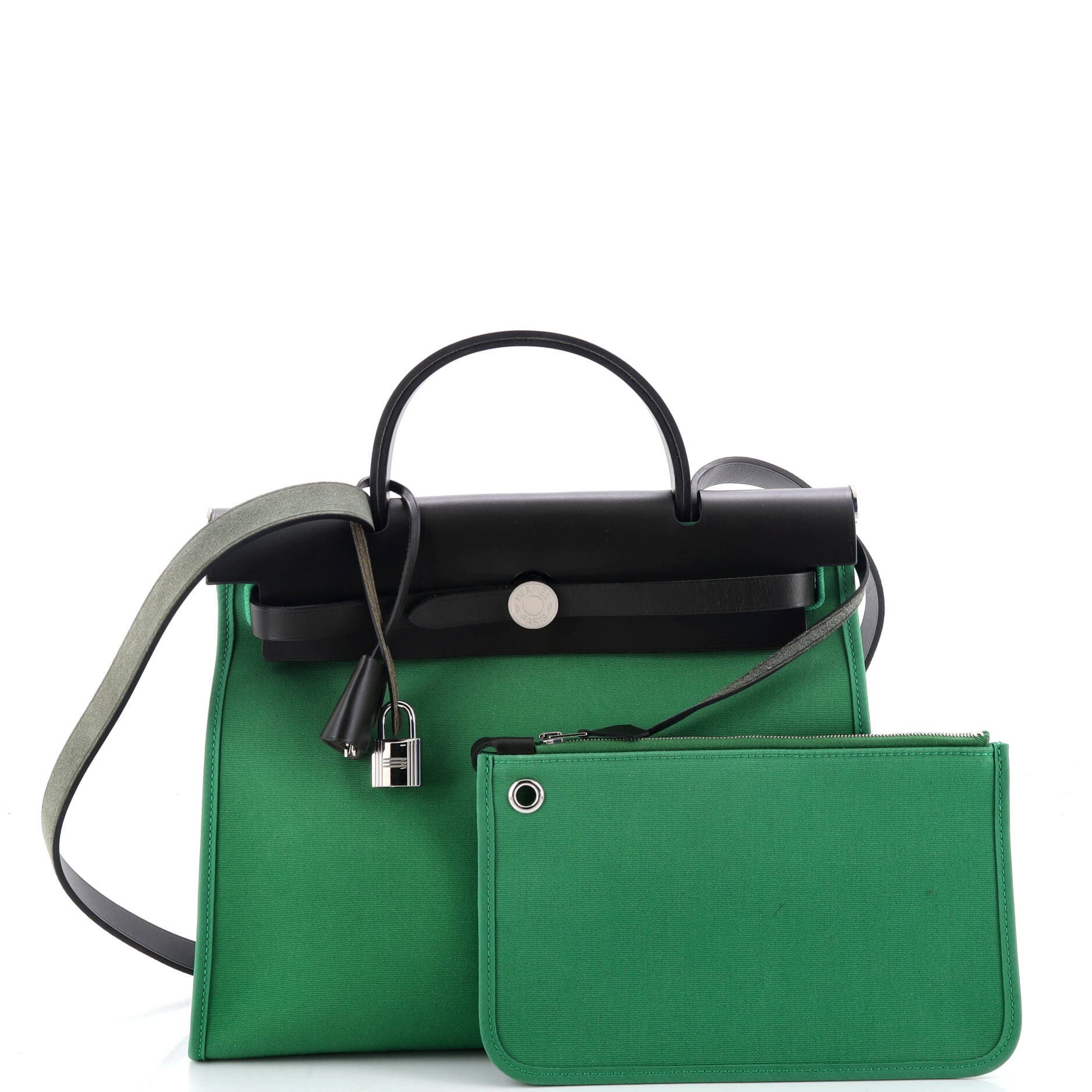 Herbag Zip Leather and Toile 31, Alternate, color, Green