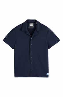 Scotch & Soda Popcorn Jersey Short Sleeve Button-Up Camp Shirt