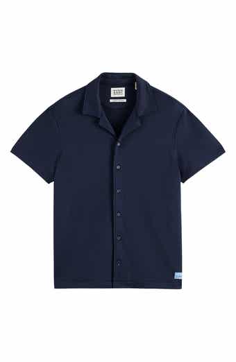 Scotch & Soda Popcorn Jersey Short Sleeve Button-Up Camp Shirt