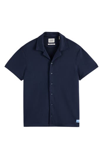 Scotch & Soda Popcorn Jersey Short Sleeve Button-up Camp Shirt