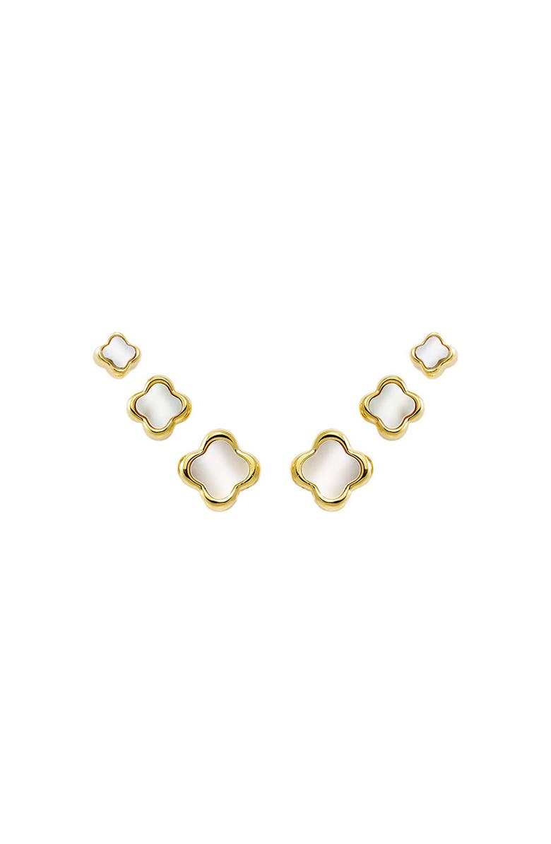 BY ADINA EDEN Solid Graduated Clover Stud Earring Combo Set, Main, color,