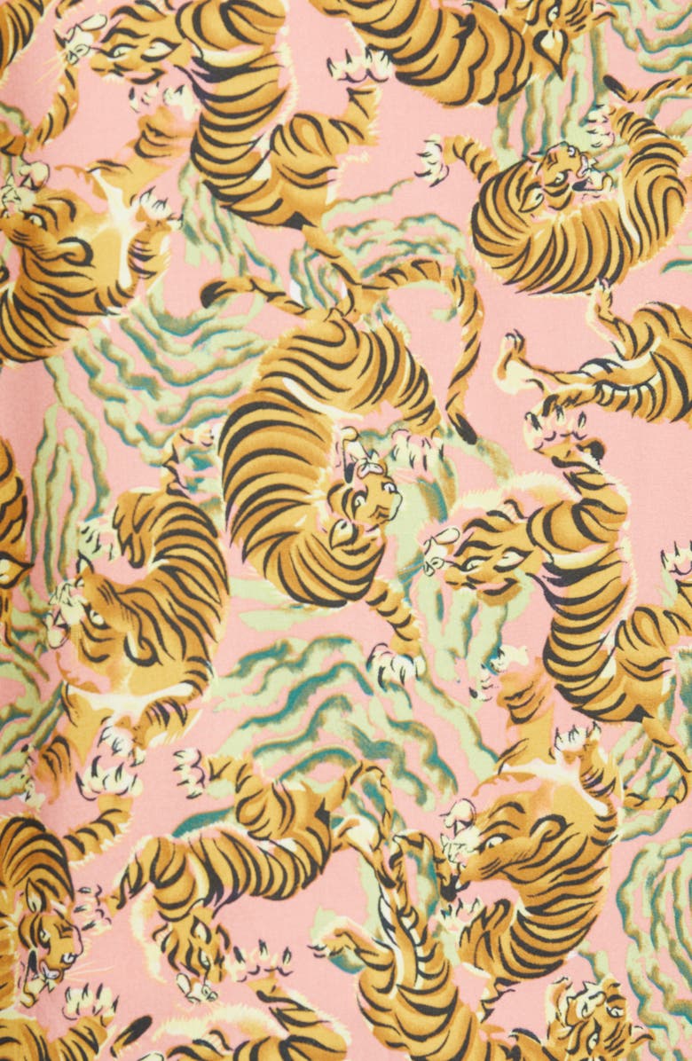 Topman Men's Tiger Print Short Sleeve Button-Up Shirt, Alternate, color, 