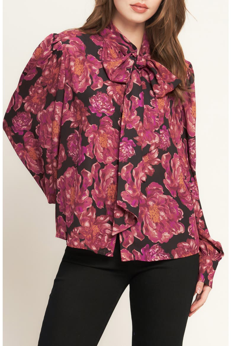 Woven Long Sleeve Top, Main, color, BLACK
