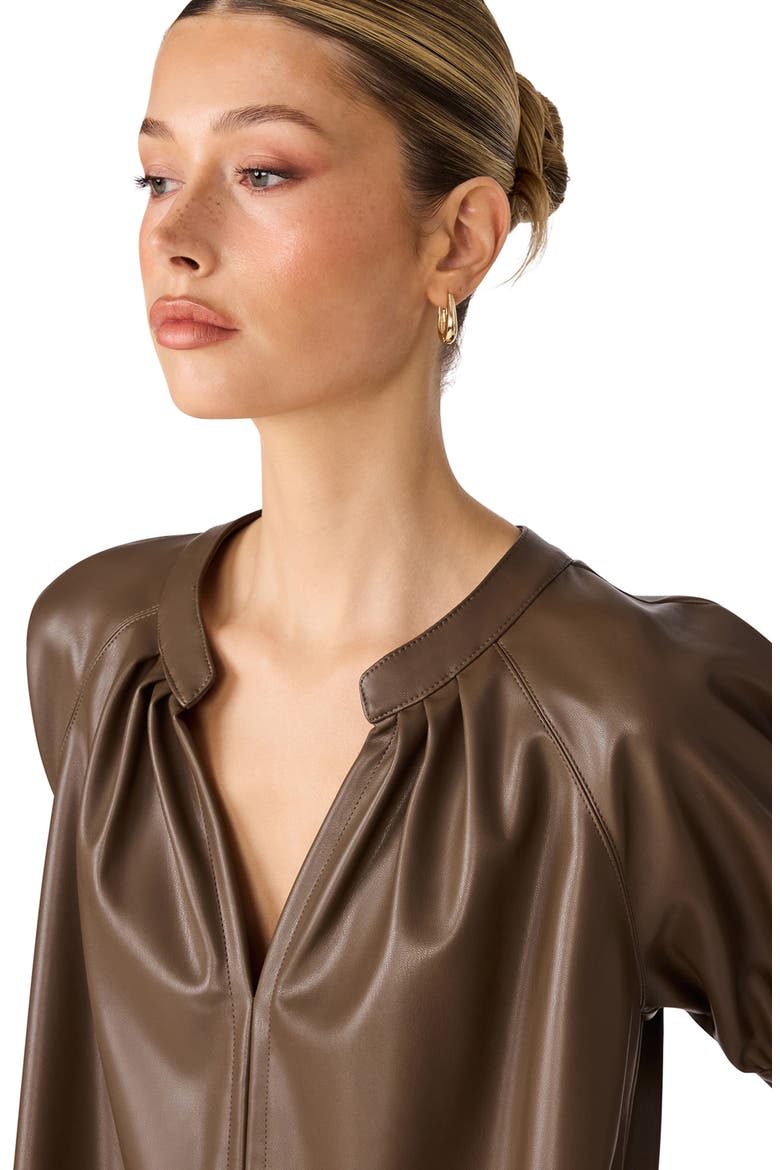 Sharleeen Puff Sleeve Faux Leather Shift Dress, Alternate, color, COCO