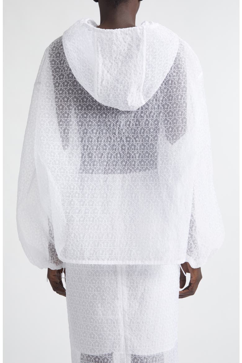 Shila Windflower Embroidered Sheer Organza Hoodie, Alternate, color, WHITE