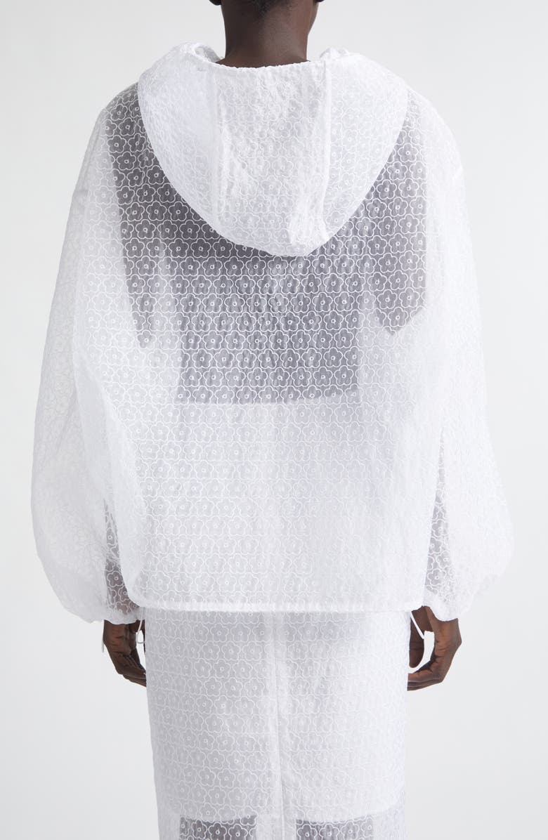 Cecilie Bahnsen Shila Windflower Embroidered Sheer Organza Hoodie, Alternate, color, White