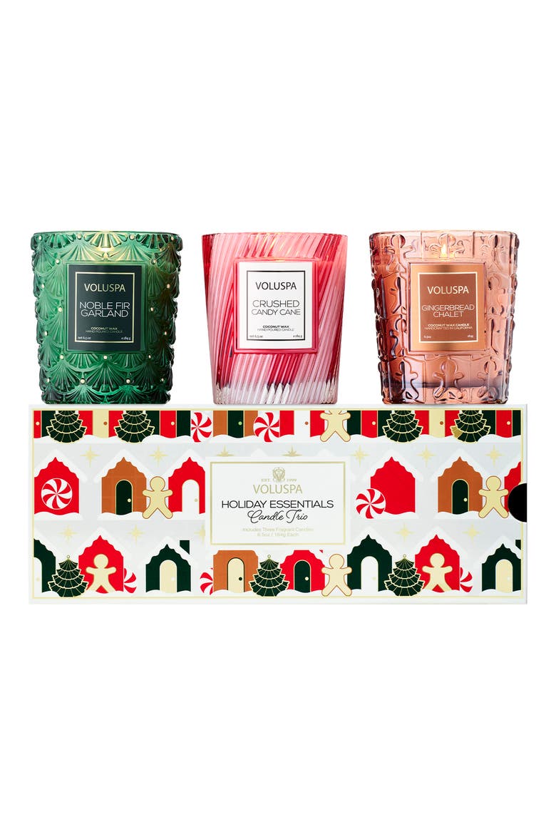 Holiday Essentials Candle Trio, Main, color, GREEN/ RED/ BROWN MULTI
