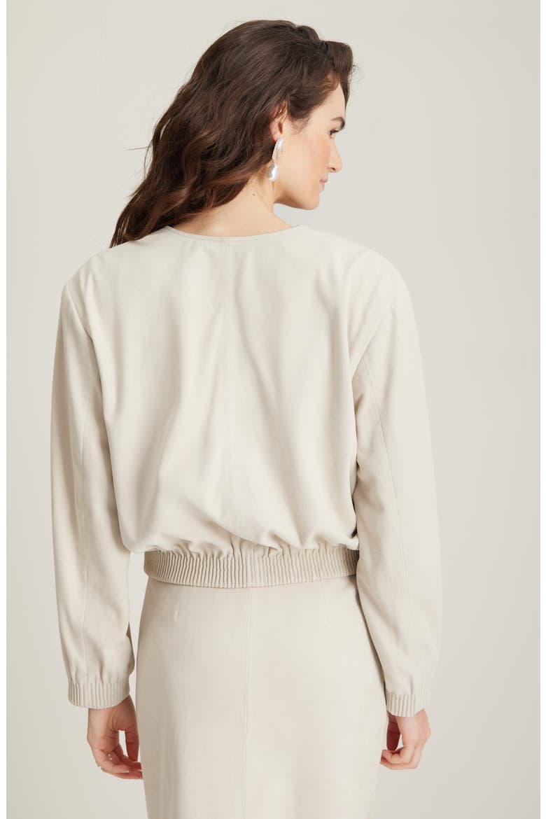 Suede Bomber Jacket, Alternate, color, BEIGE OATMEAL