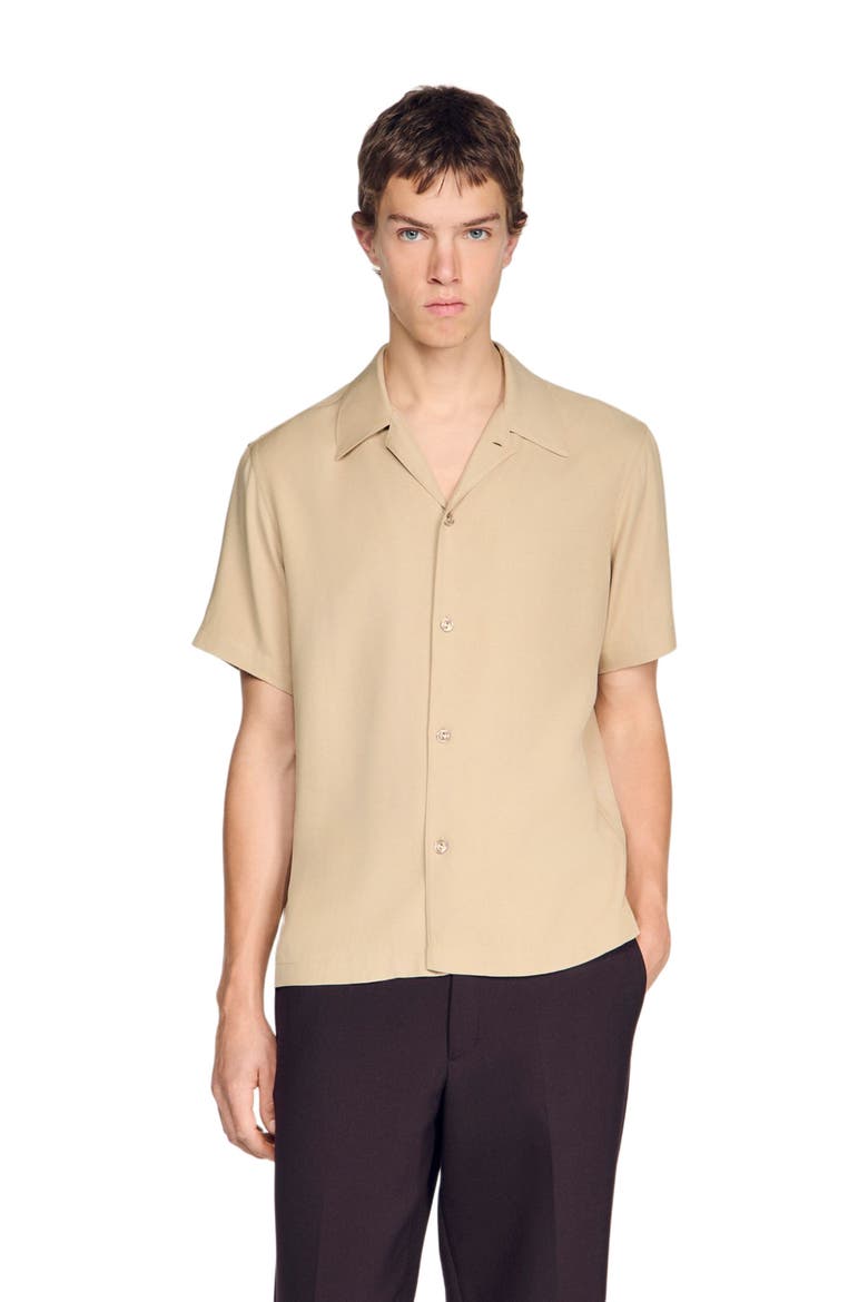 Loose-fit shark collar shirt, Alternate, color, Cappucino