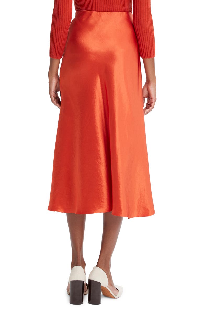 Vince Bias Satin Midi Skirt, Alternate, color, Vermillion