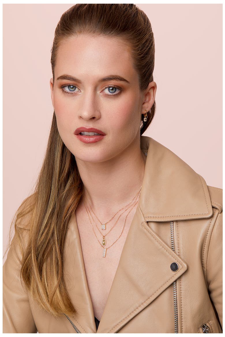 Gatsby Diamond Square Pendant Necklace (Nordstrom Exclusive), Alternate, color, 18KY
