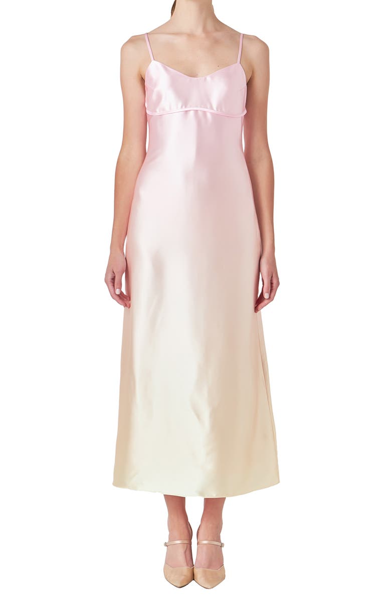 Endless Rose Ombré Empire Waist Satin Slipdress, Alternate, color, Pink Multi