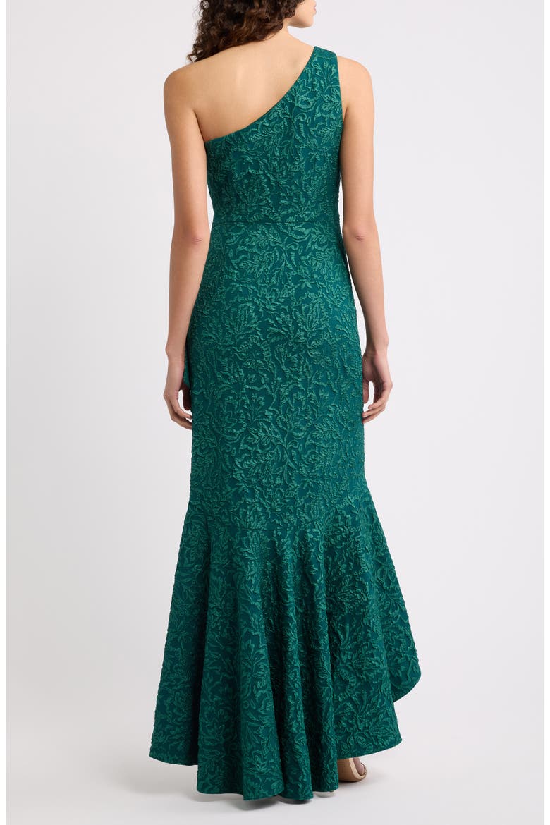 Ruffle Lace One-Shoulder Gown, Alternate, color, HUNTER