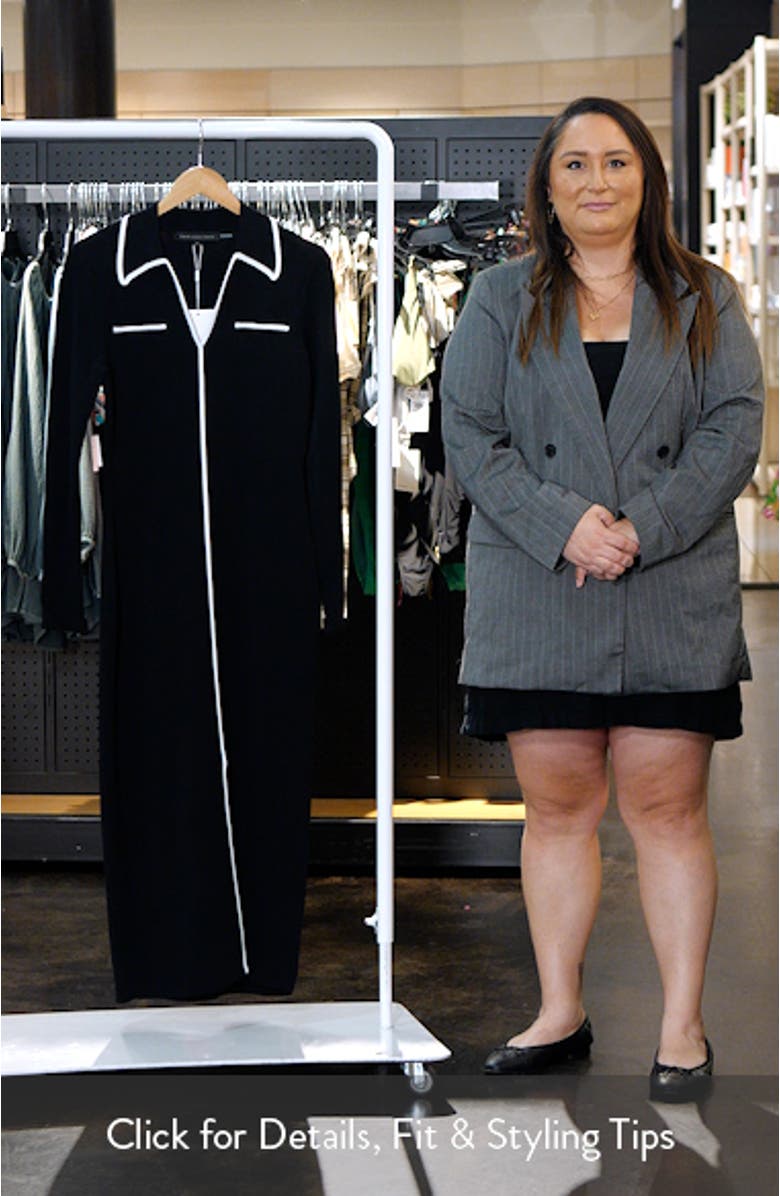 Contrast Trim Long Sleeve Knit Dress, sales video thumbnail