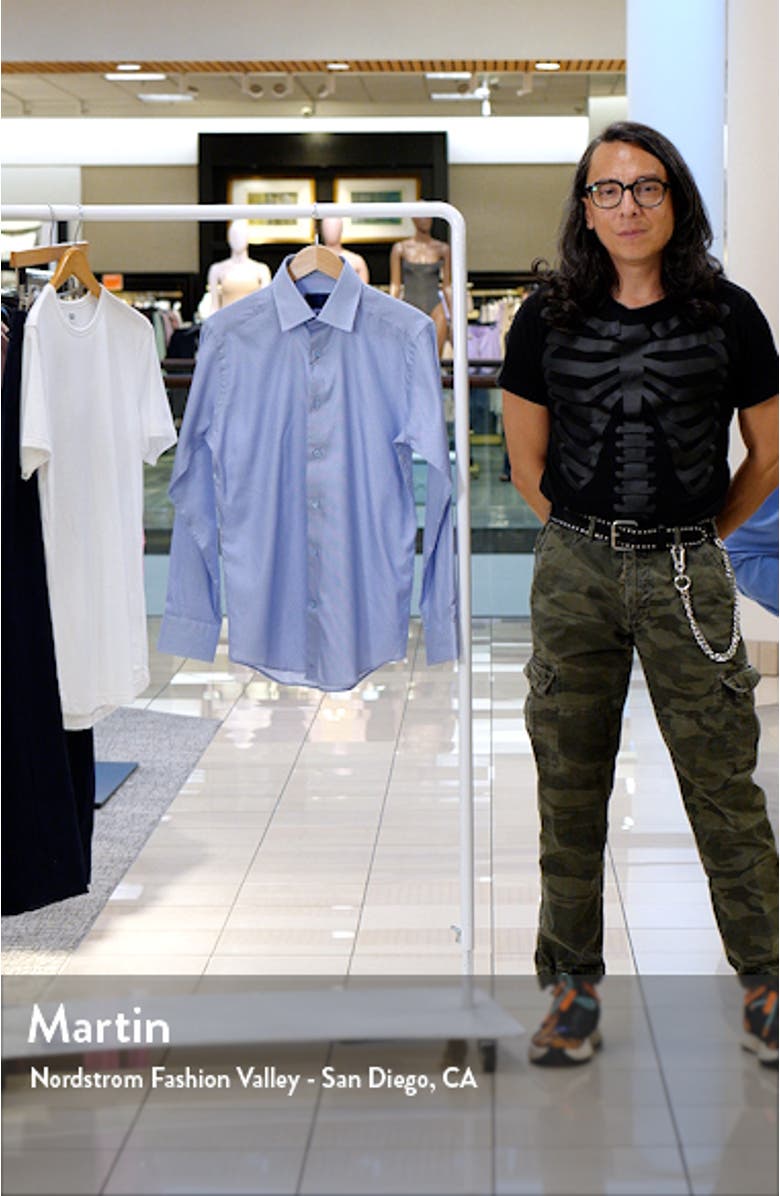 Slim Fit Geometric Print Dress Shirt, sales video thumbnail