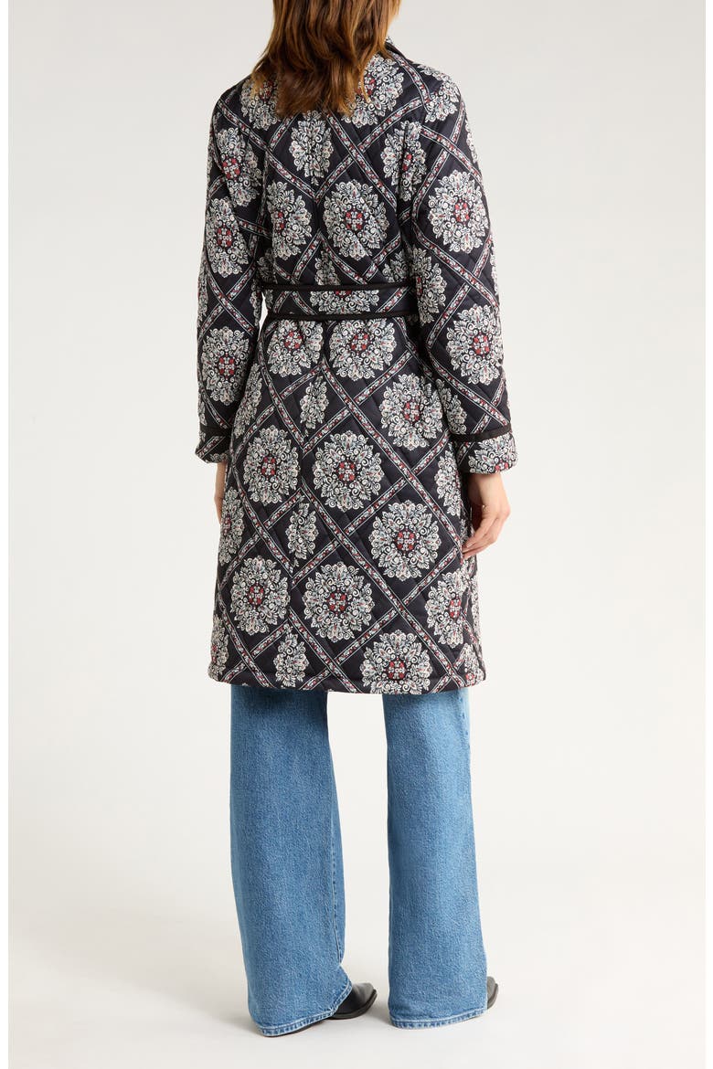 Tie Waist Quilted Jacket, Alternate, color, FLORENTINE FLOULARD