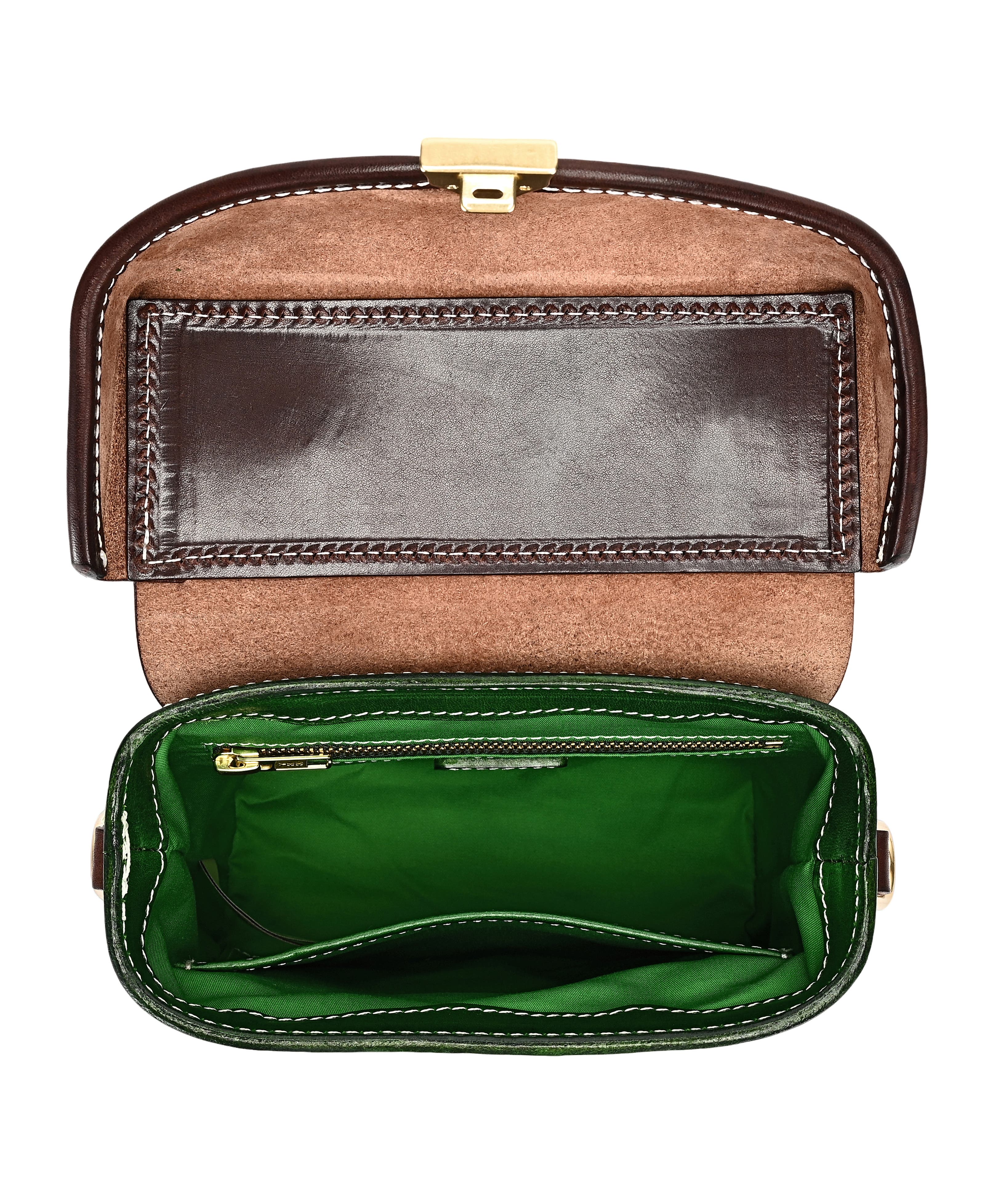 Azalea Genuine Leather Vintage Box Crossbody, Alternate, color, Green Brown