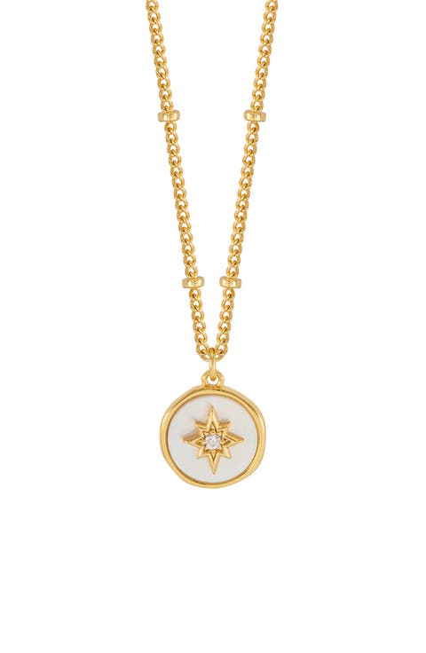 North Star Mother of Pearl Coin Pendant Necklace