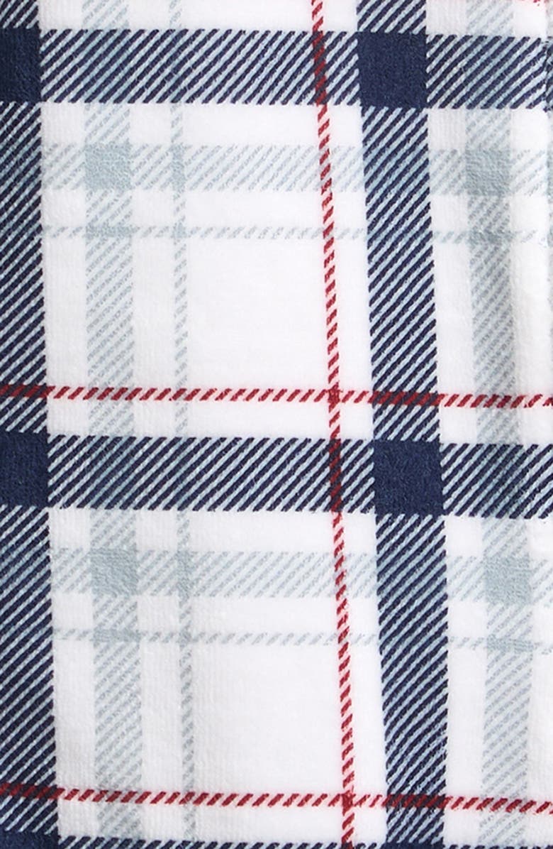 Petit Lem Print Velour Footie, Alternate, color, Navy