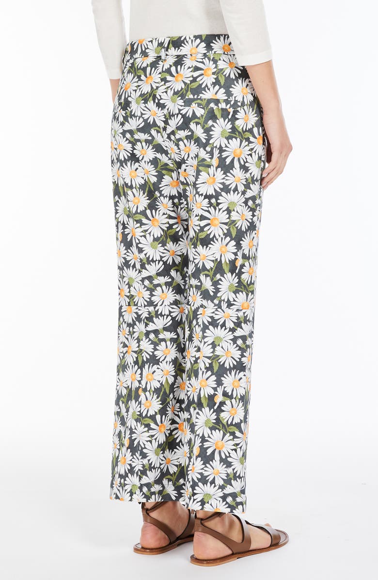 Weekend Max Mara Daisy Print Stretch Cotton Pants, Alternate, color, Black