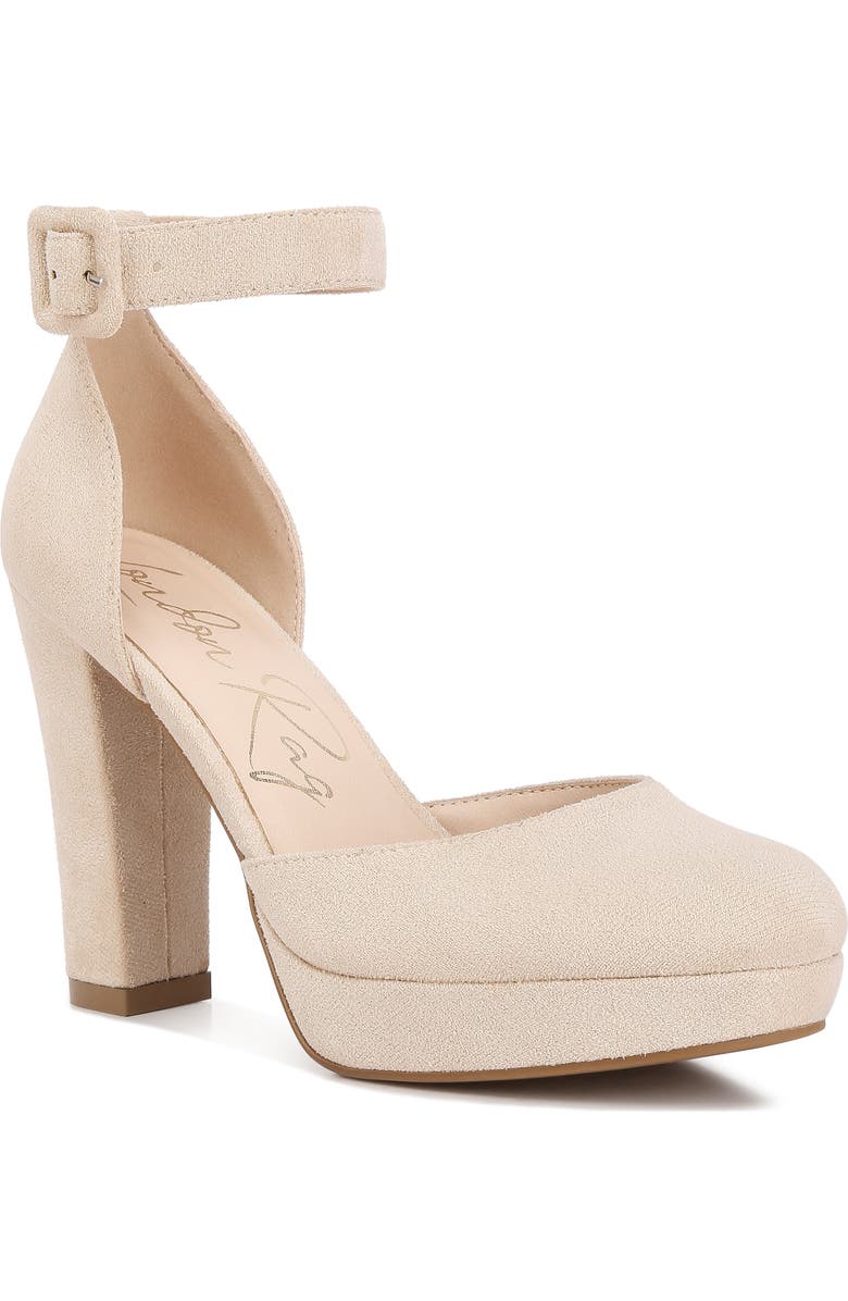 LONDON RAG Inigo Interchangeable Ankle Strap Platform Pump, Main, color, Beige