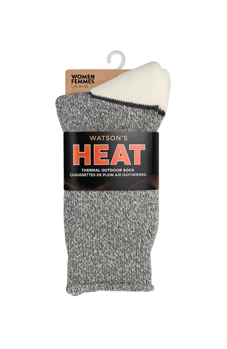 Watson's Womens HEAT Thermal Crew Socks, Alternate, color, Light Grey Mix/Cream