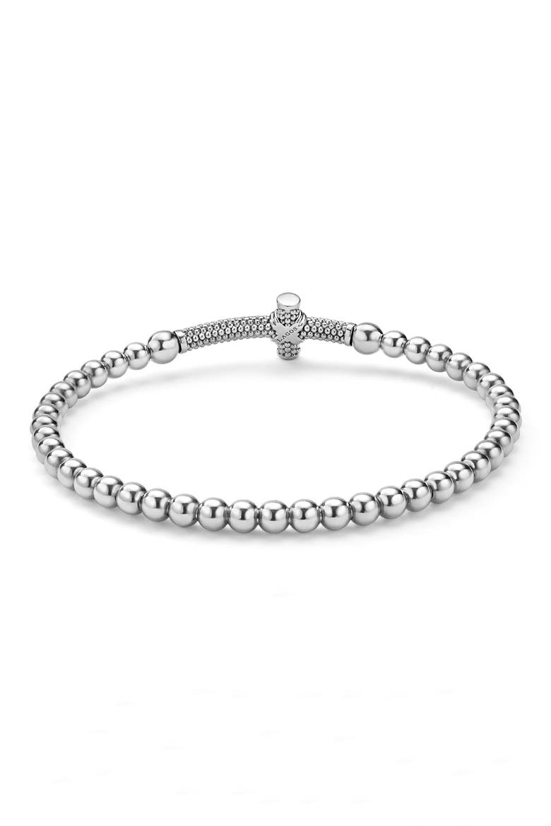 Two-Tone Caviar Cross Stretch Bracelet, Alternate, color, SS