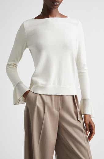 Ruffle Cuff Cashmere Sweater