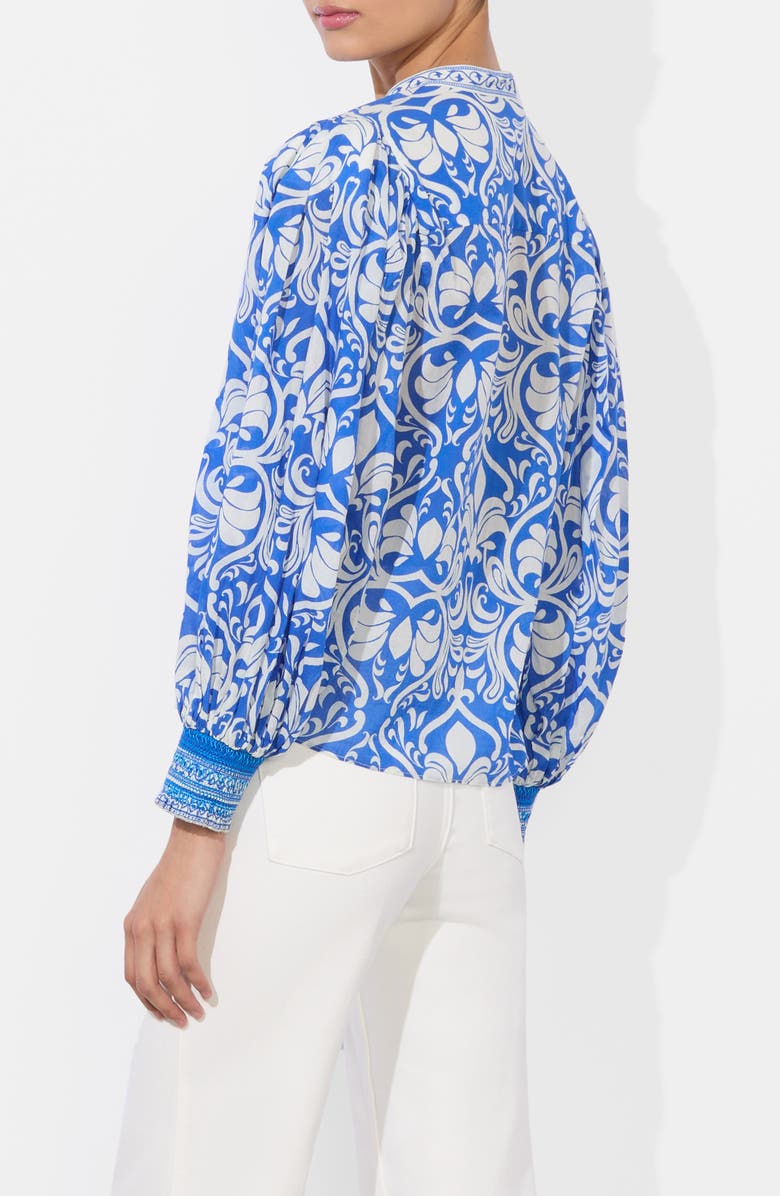 Alice + Olivia April Print Shirt, Alternate, color, Soiree Trueblue