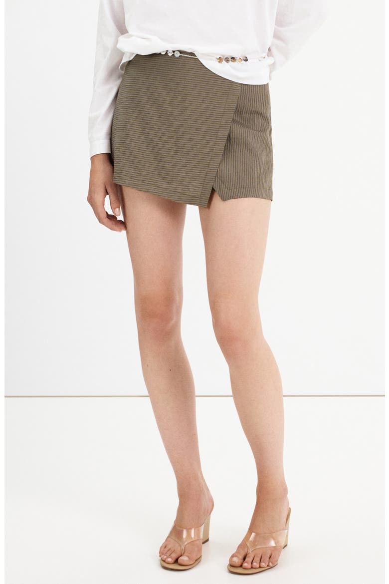 Striped Wrap Skort, Main, color, GREEN