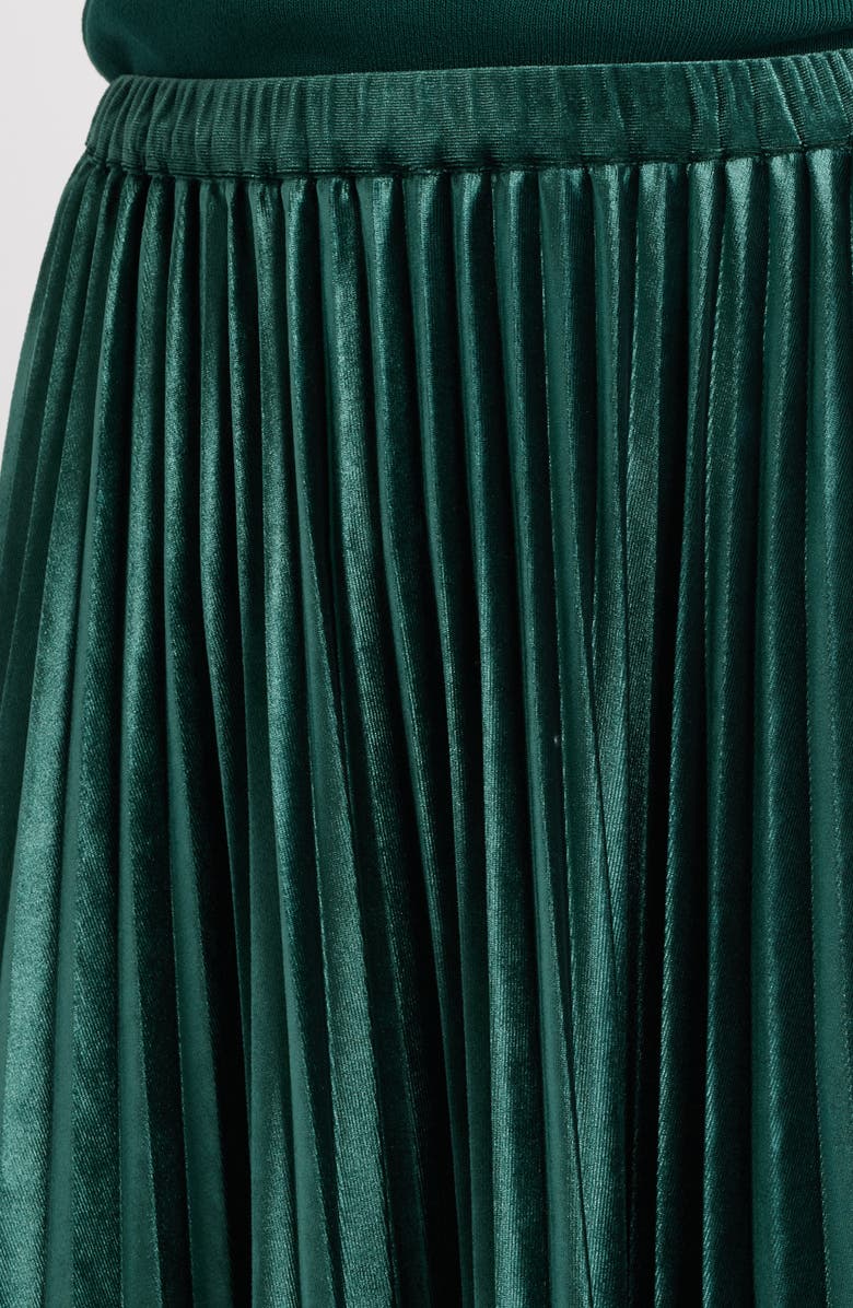 Anne Klein Pull-On Pleated Velour Skirt, Alternate, color, Pine Forest