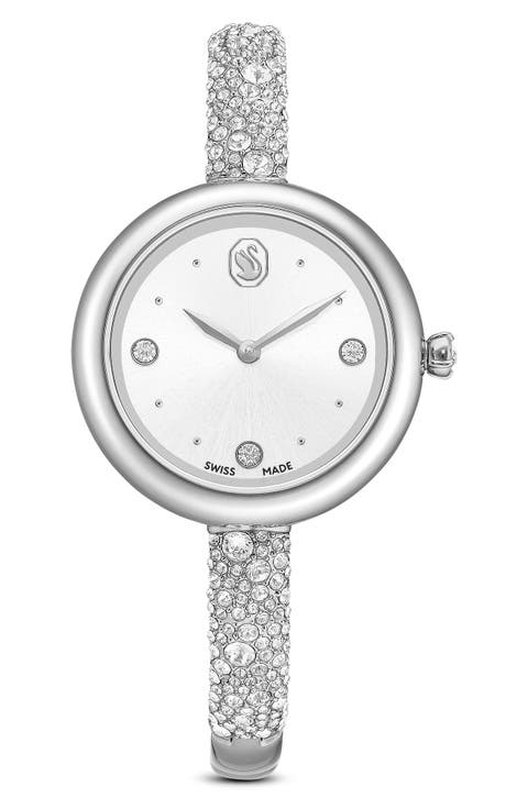 Sublima Crystal Pavé Bangle Bracelet Watch, 28mm