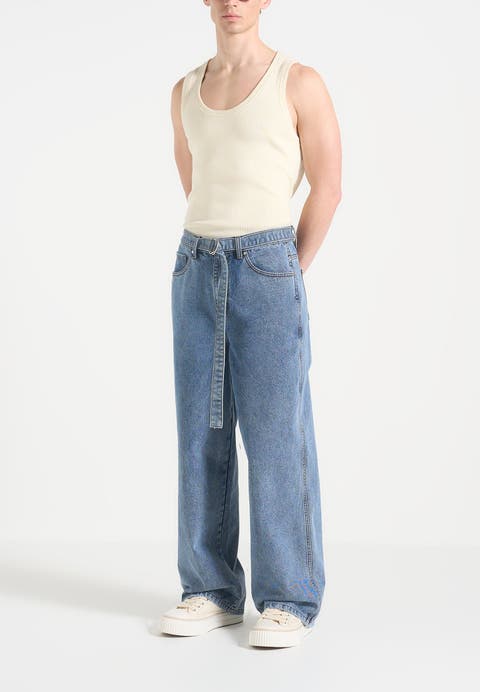 Adam Wide Leg Belted Jeans