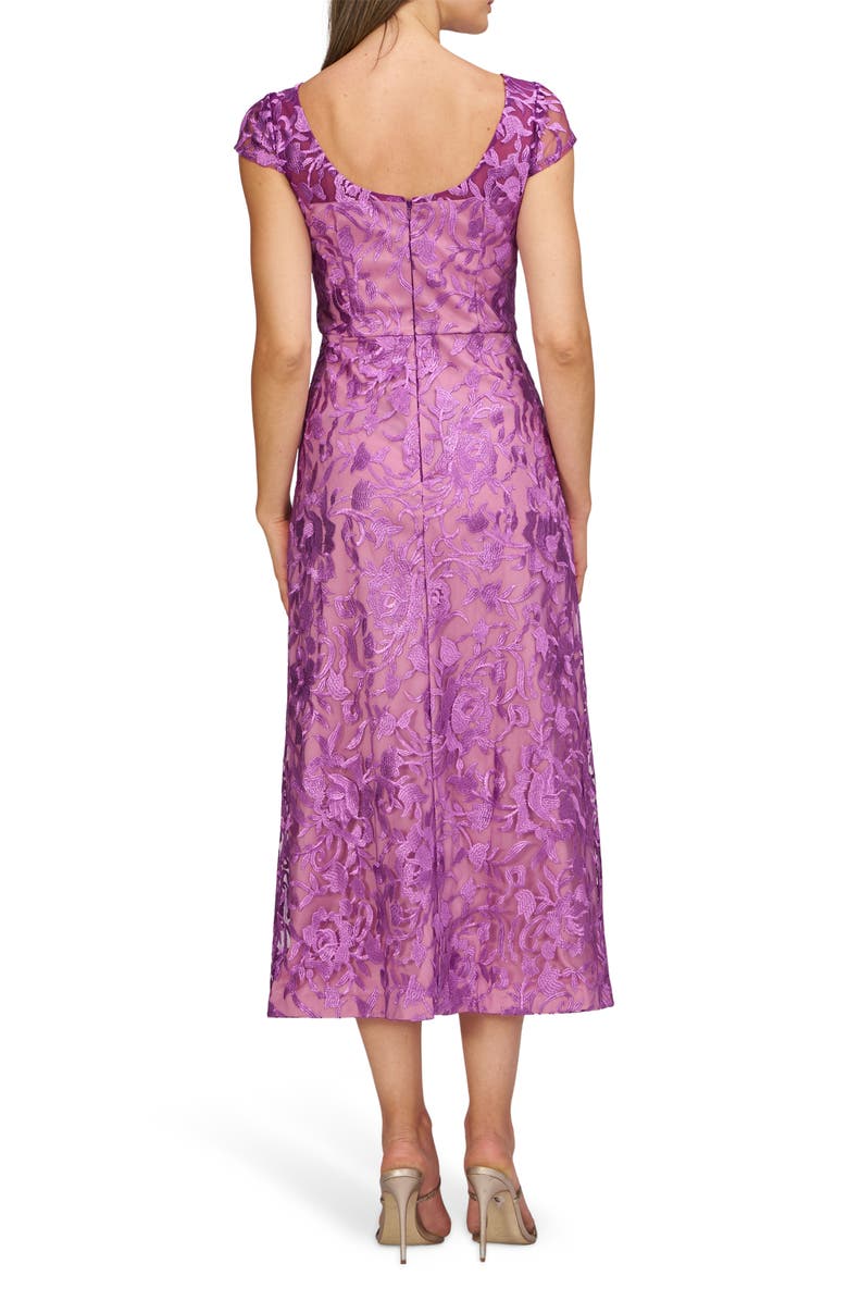 JS Collections Rylee Floral Embroidery Cocktail A-Line Dress, Alternate, color, Violet Rose