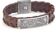 SAMUEL B. Engraved Dragon Leather Bracelet
