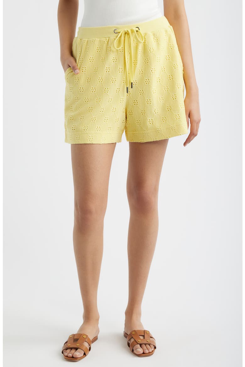 Eyelet Drawstring Shorts, Main, color, SUNSHINE